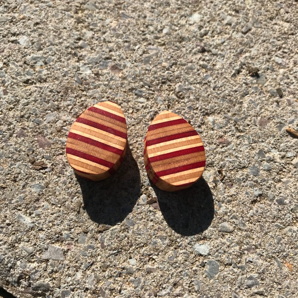 Custom wooden tear drop plugs